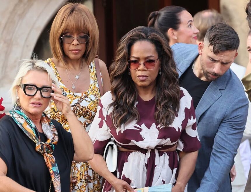 Oprah Winfrey and Gayle King Serve Elegant Style in Burgundy Printed Valentino and Monogram Louis Vu