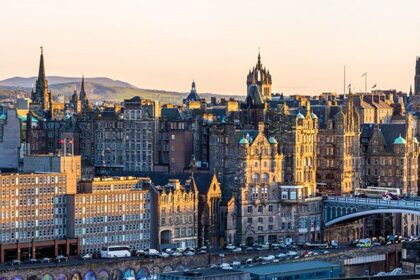 Scotland Edinburgh city panorama adobe