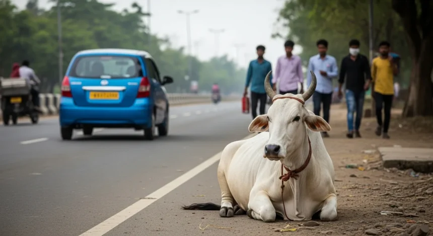 indian cow sitting on the road.webp