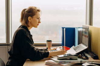 A female worker staring at the laptop Orange County Careers in Government