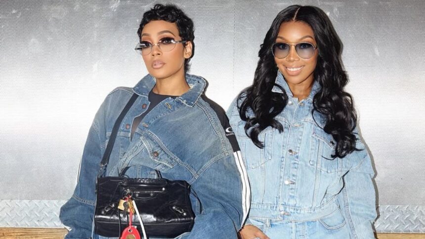 Brandy and Monica Promoted the 22Boy is Mine22 Tour in Blue Denim Alexander Wang and Balenciaga Look