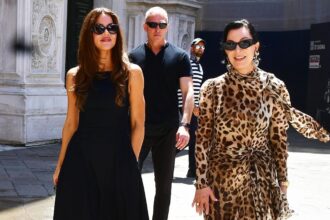 Kris Jenner Wears Leopard Print Dolce Gabbana Georgette Maxi Dress While Sightseeing with Khloe Kard