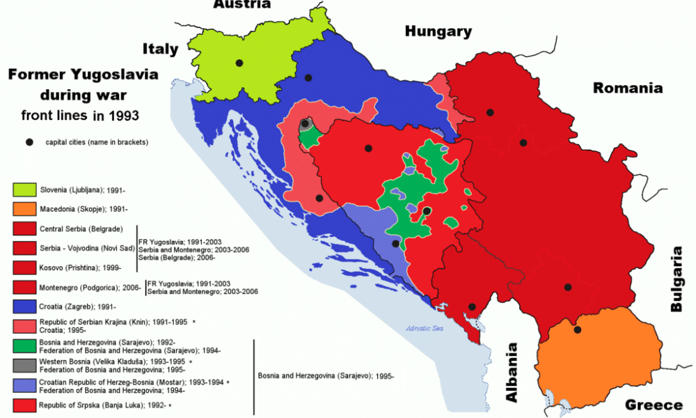 Map of war in Yugoslavia 1993