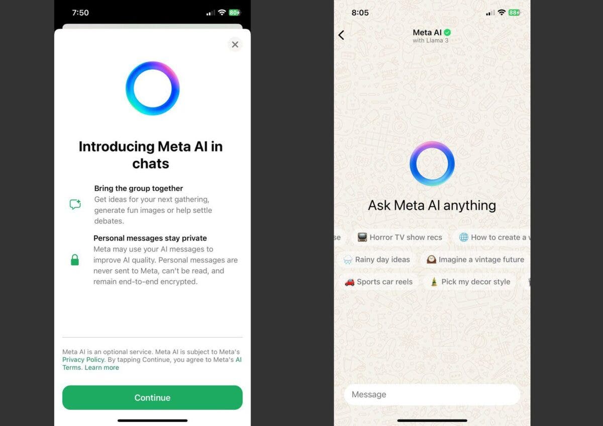 Meta AI on Whatsapp f
