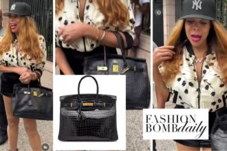 Wendy Williams Was Captured Donning a Mel Maxi Look with a Black Hermes Birkin Bag and Christian Lou