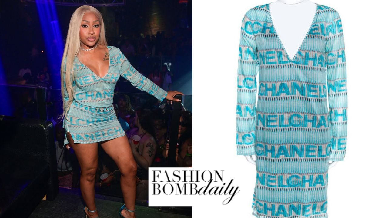 Yung Miami Slays in a Blue Chanel Dress at a Club Event in Atlanta 1