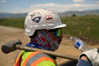 construction worker in sweltering heat