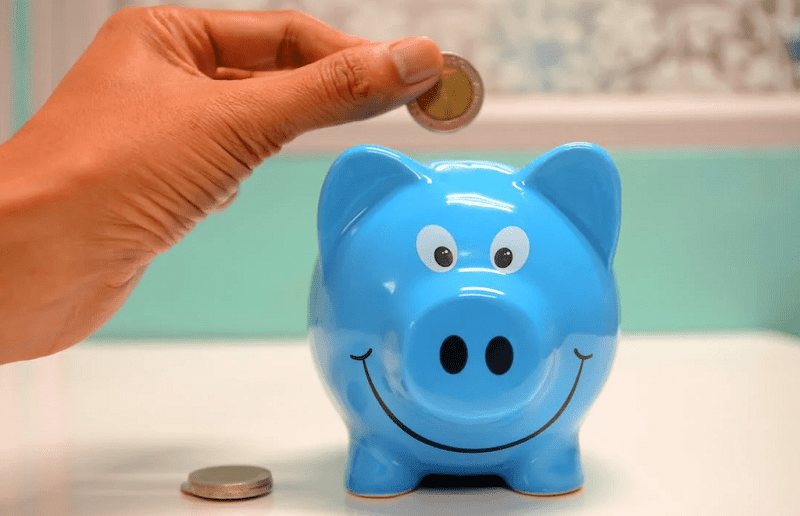 save money blue piggybank