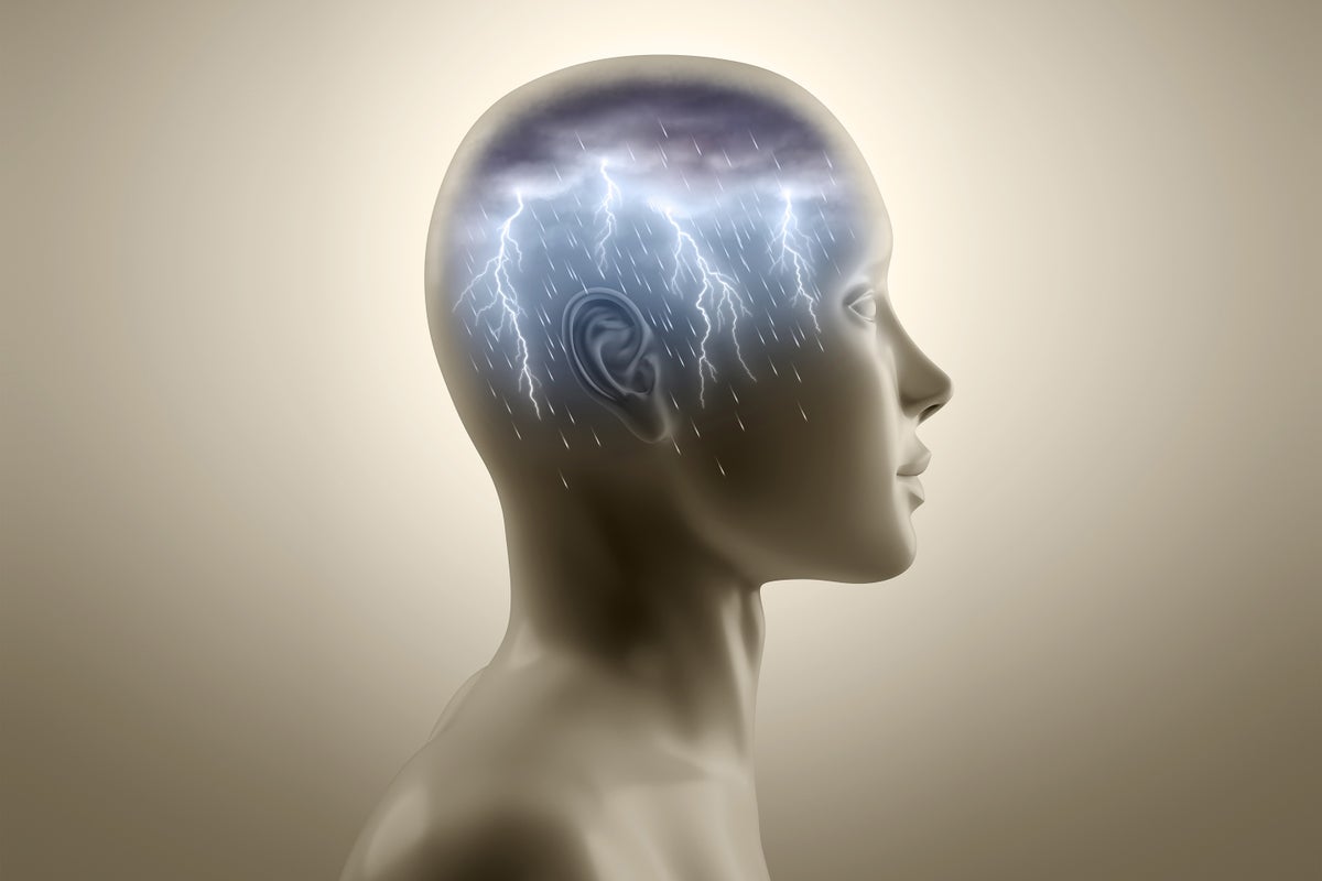 storm in head migraine weather concept