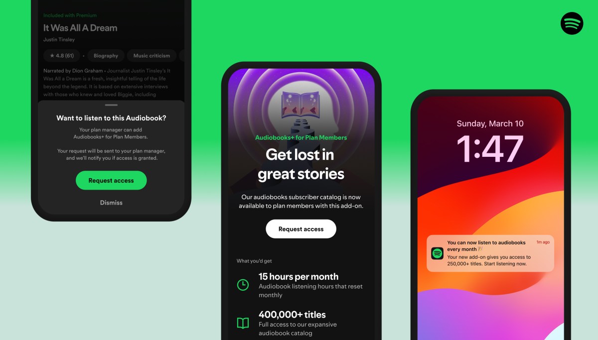 Spotify expands audiobooks access to family plan members in the US for the first time