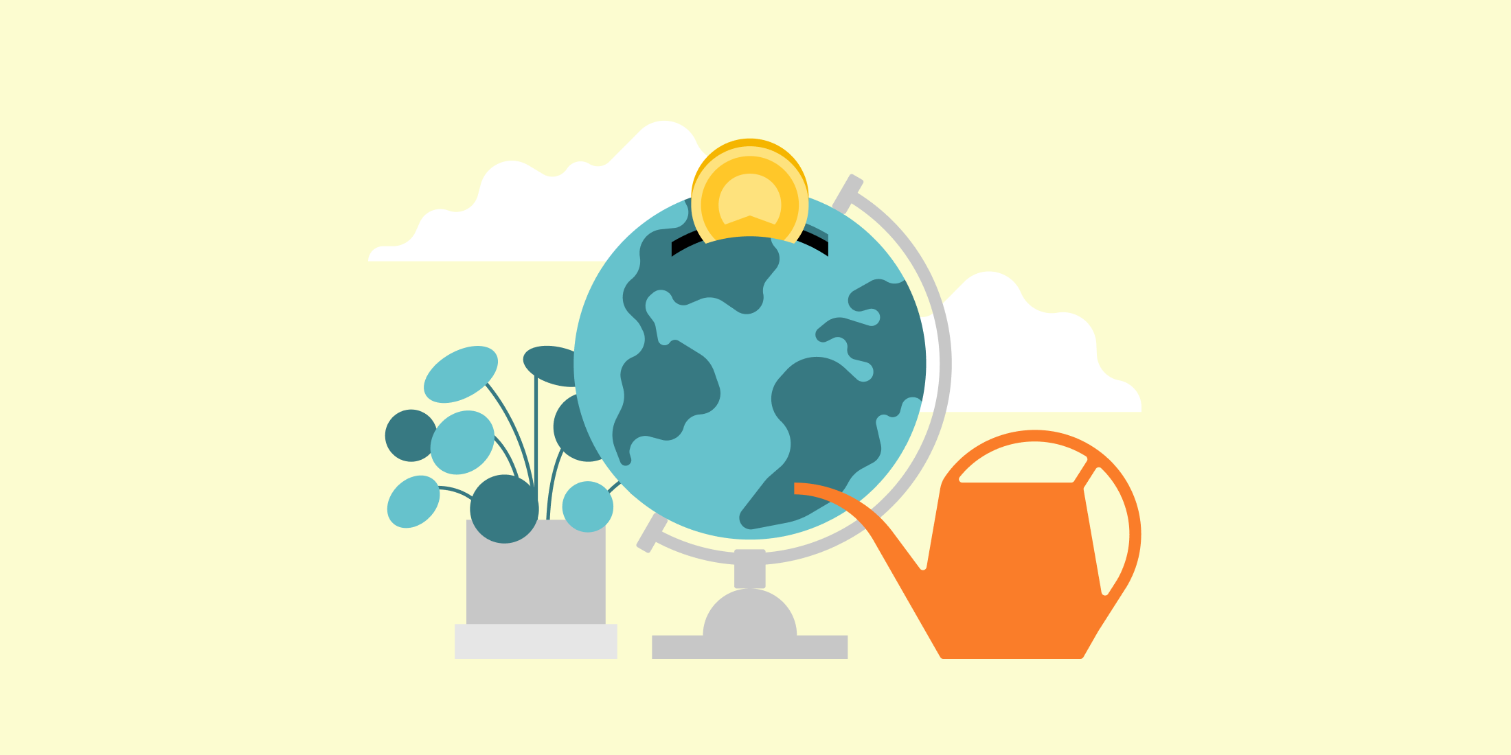 sri socially responsible investing earth watering can yellow