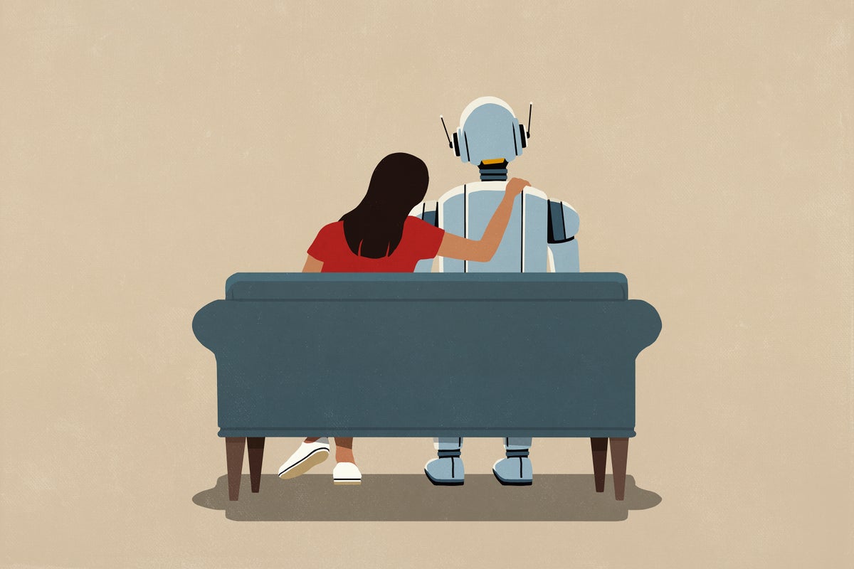 young person showing affection to ai chatbot