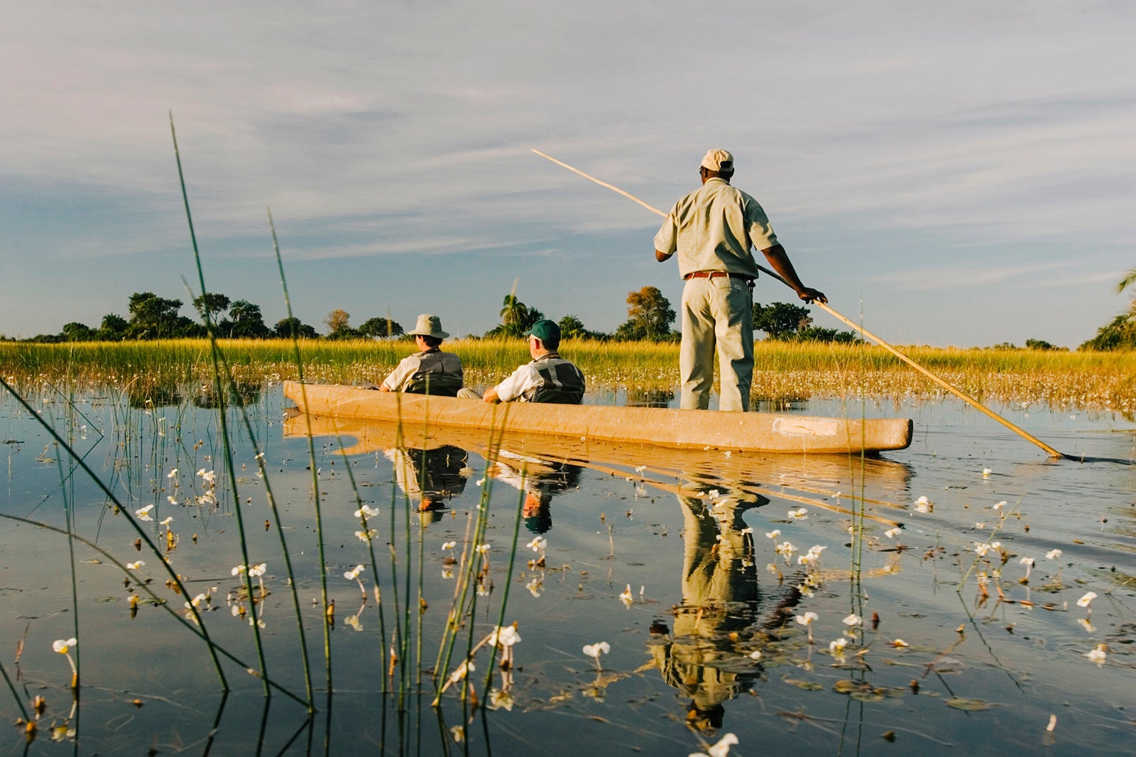 Mokoro tour traditional canoe from Jao Camp in the Okavango Delta Botswana Michele Westmorland