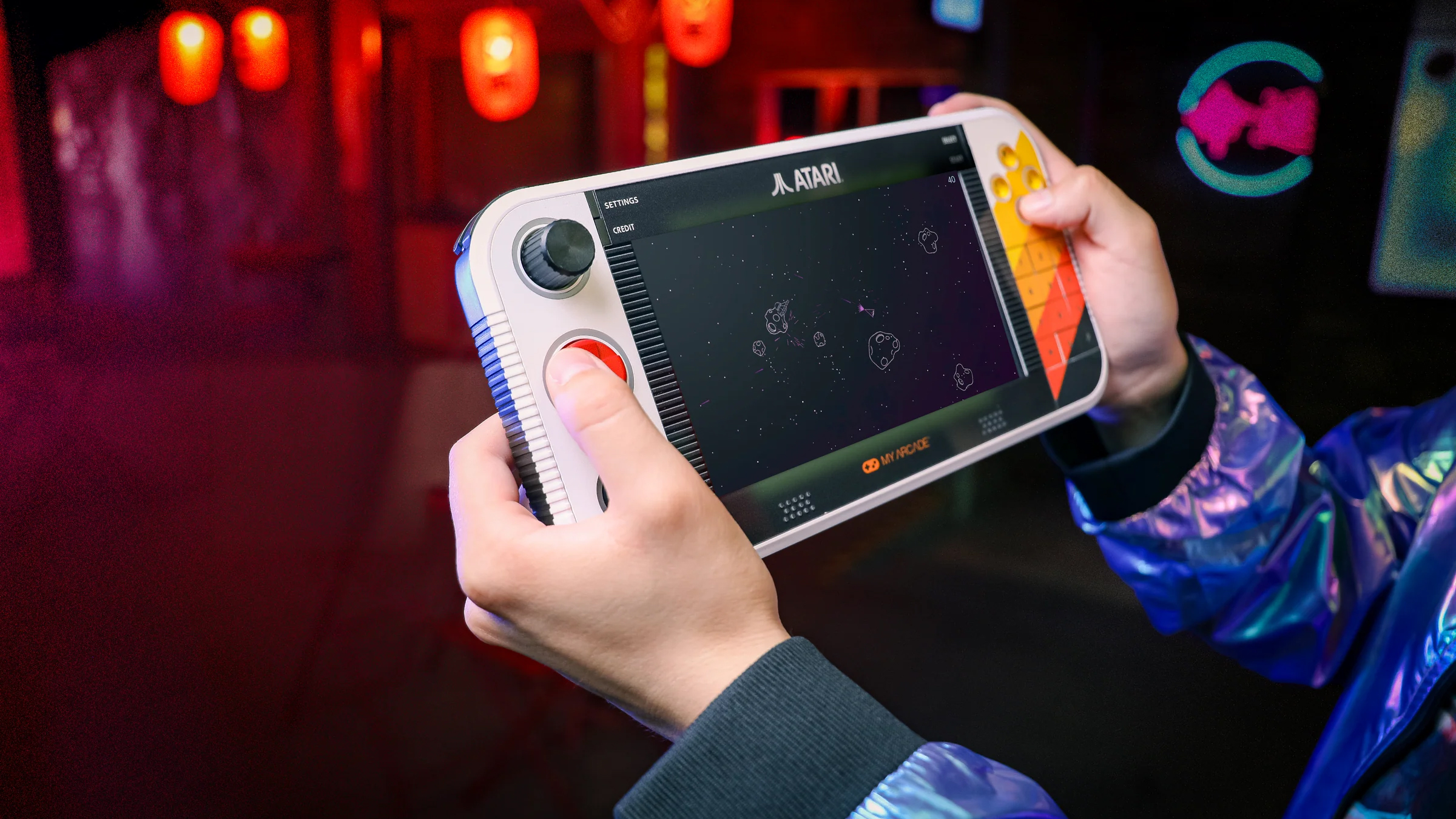 My Arcade Atari Gamestation Go in hands