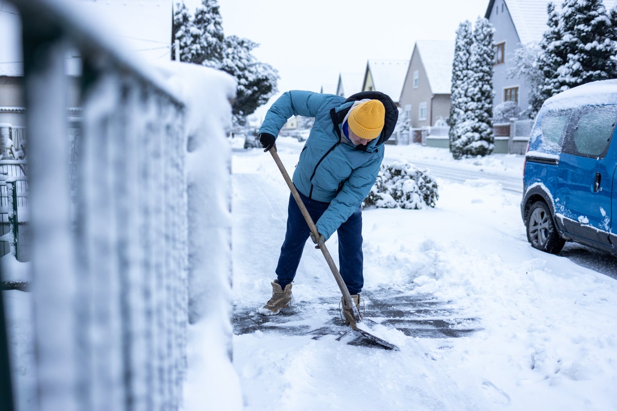 shoveling sidewalk