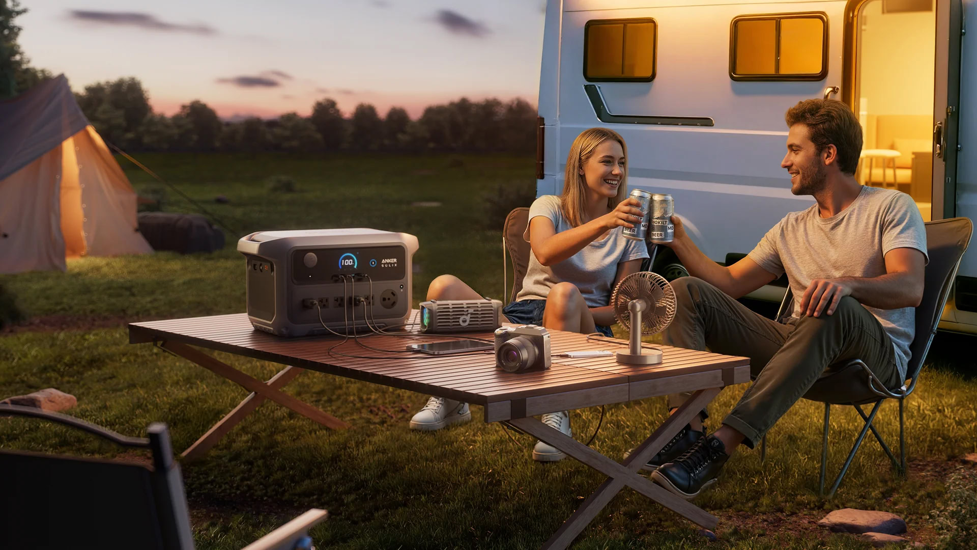 Anker SOLIX C2000 Gen 2 power station used while camping