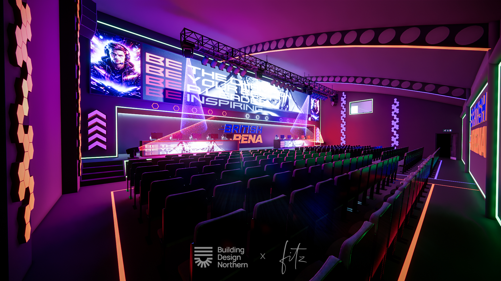 British Arena indoor mockup stage
