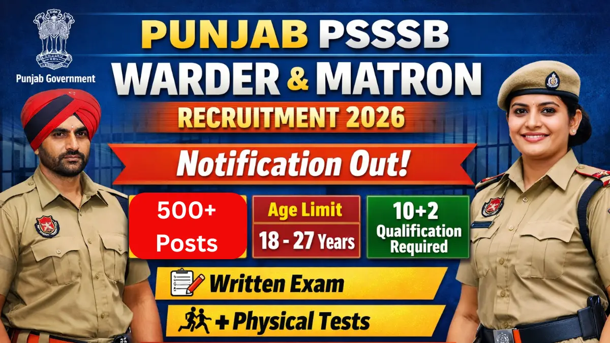 Punjab PSSSB Warder and Matron Recruitment 2026.webp