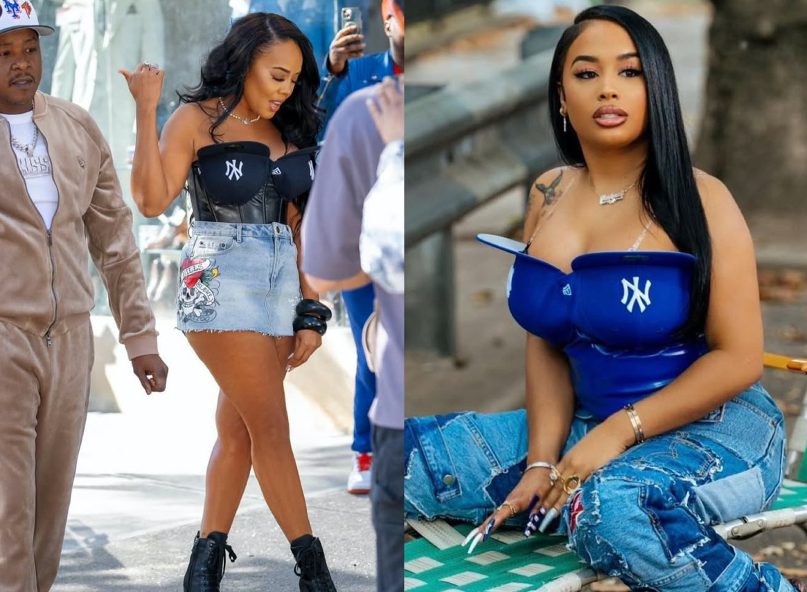 Who Wore It Better Angela Simmons vs DreamDoll in a Yankees Hat Corset Top by Haus of Debonair Desig