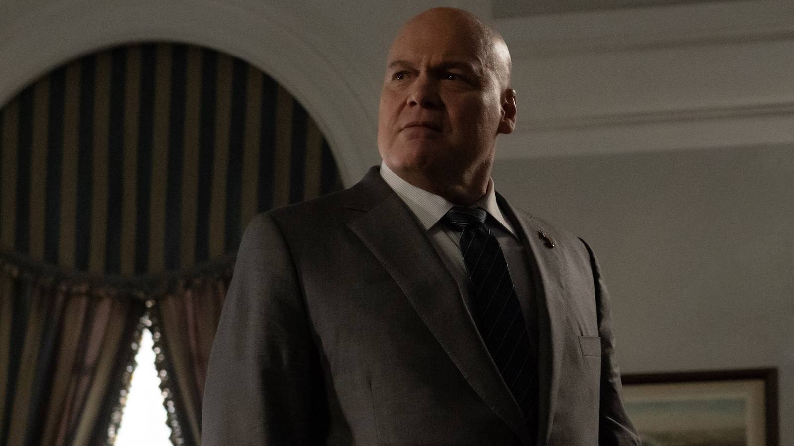 vincent d onofrio as wilson fisk aka kingpin standing in his office in daredevil born again