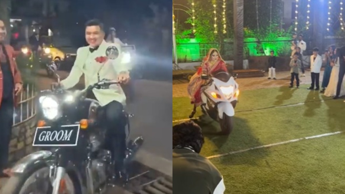 69ec705048b70 wedding couple bike entry viral 254203330