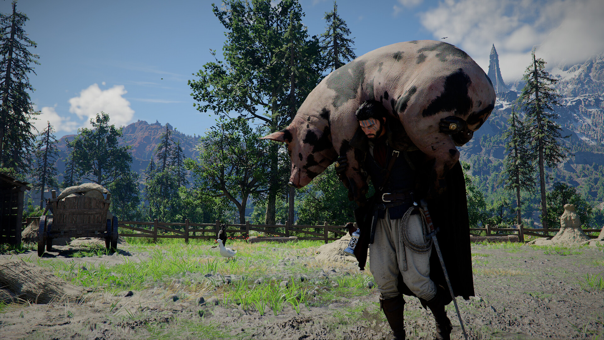 Crimson Desert carrying pig