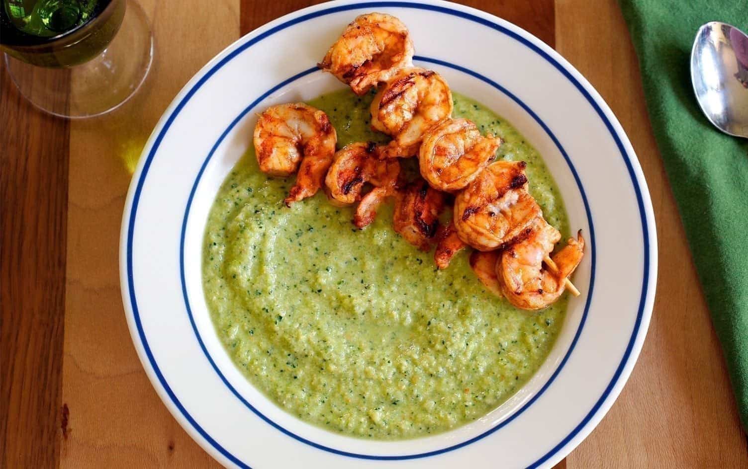 Grilled Shrimp Cucumber Gazpacho