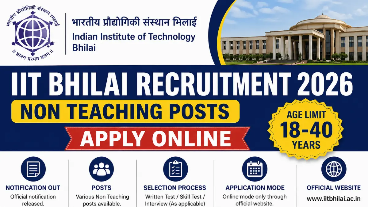 IIT Bhilai Recruitment 2026: Apply Online for Non-Teaching Posts