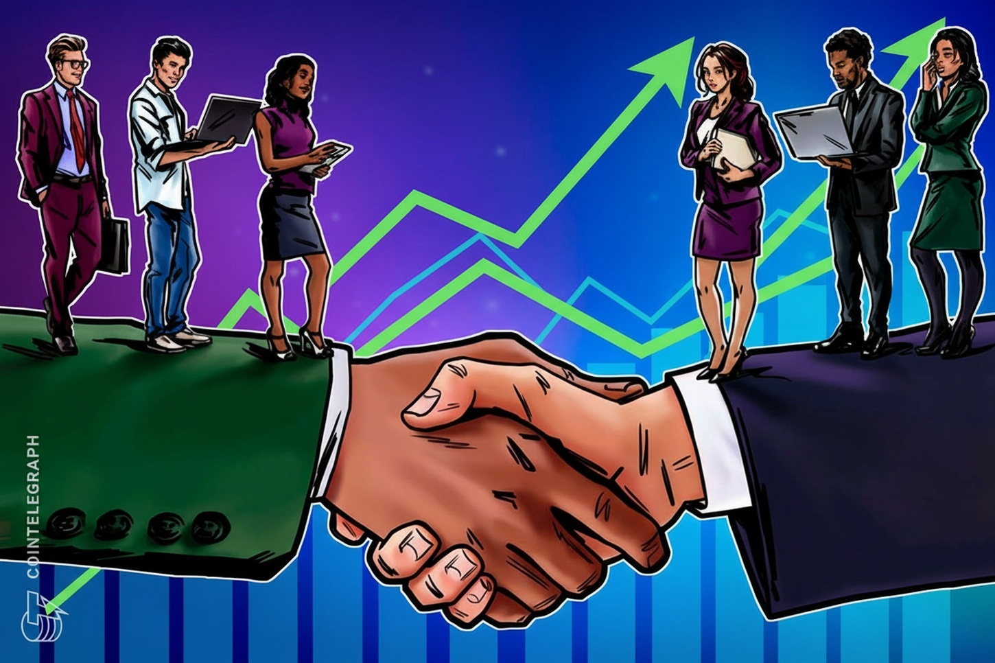 handshake with charts