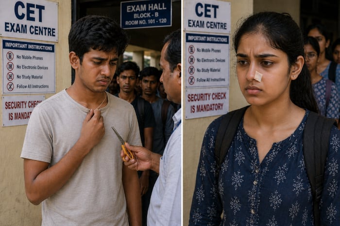 Hindu Students forced to remove janeu at Karnataka CET centre