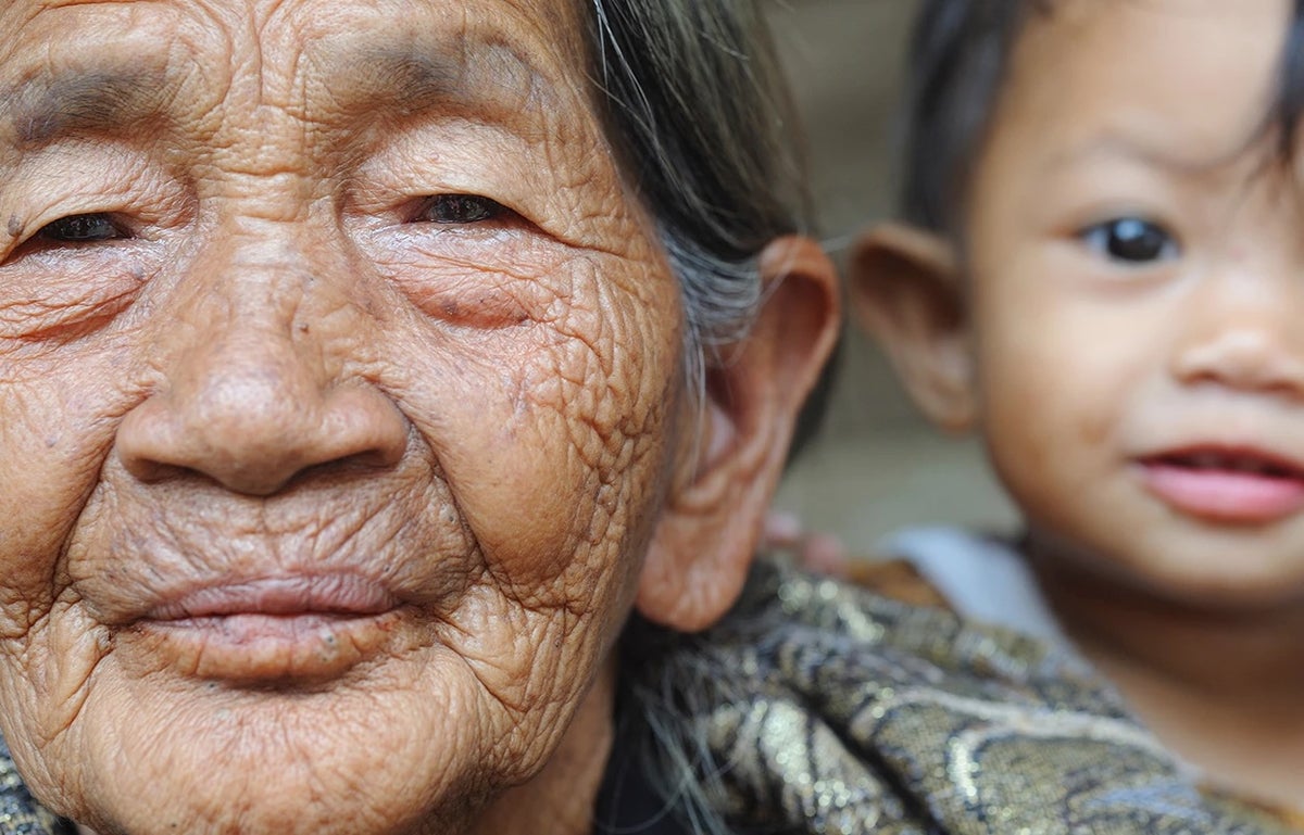 old and young closeup