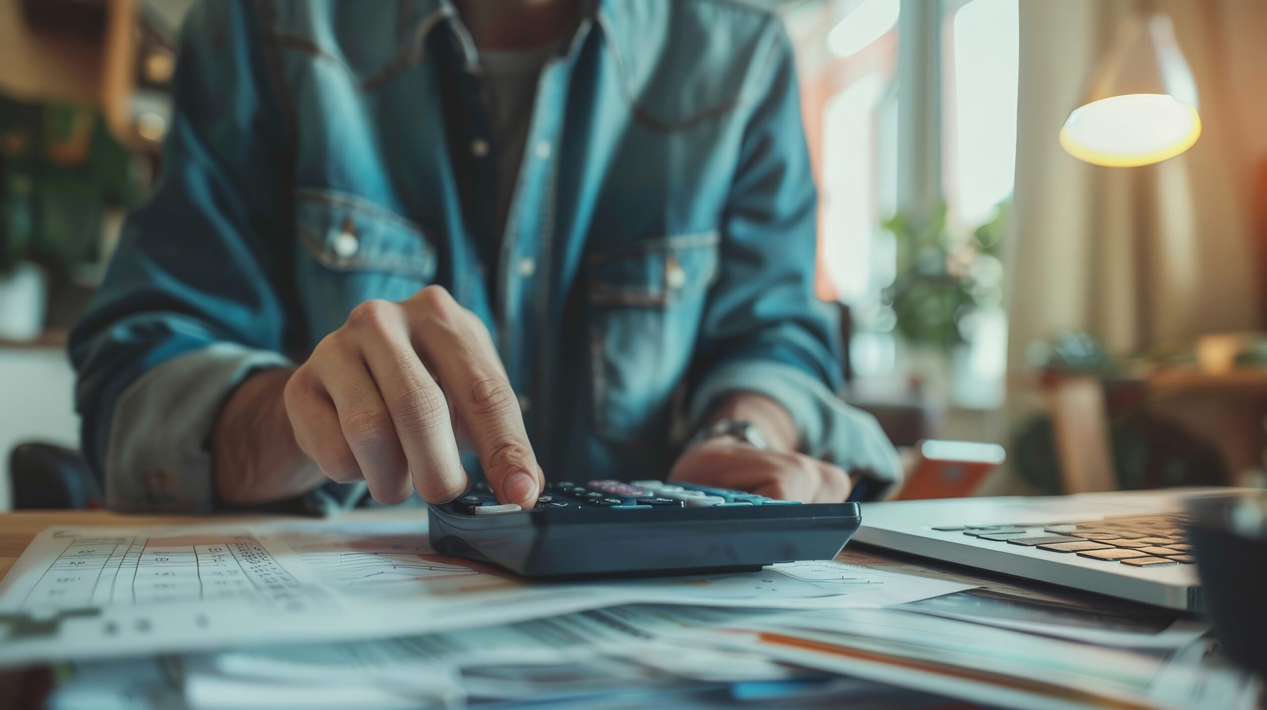 person using financial calculator planning their savings investments scaled