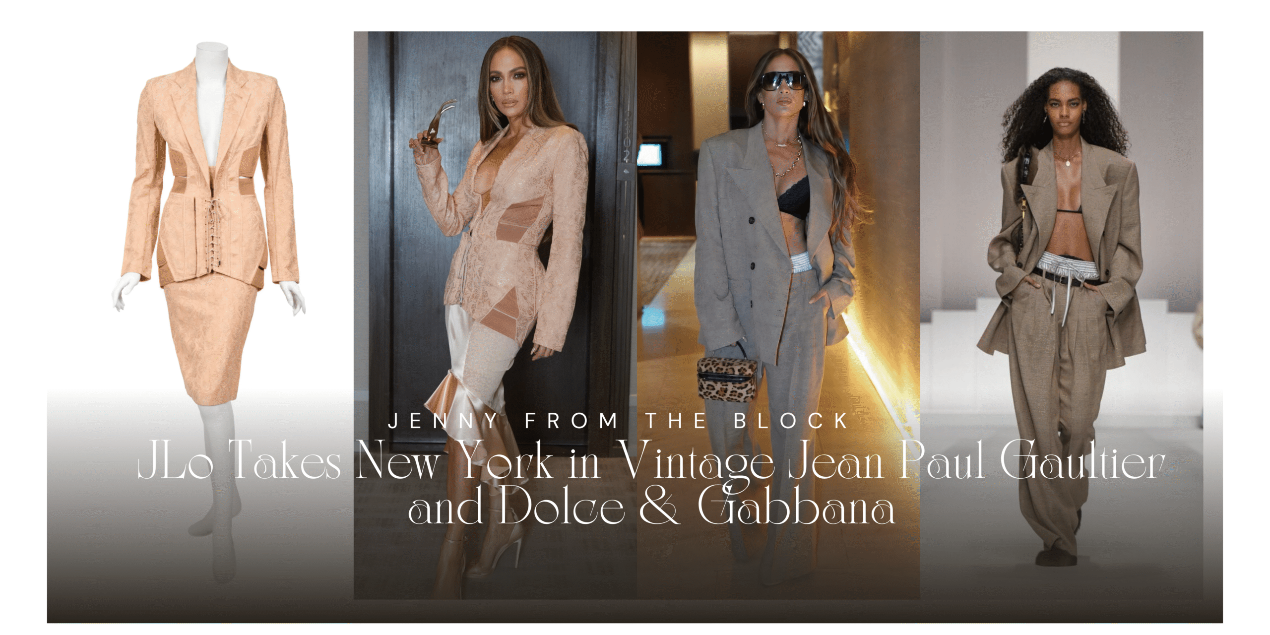 90909 J LO Takes NYC in Vintage Blush Jean Paul Gaultier and Dolce Gabanna Spring 2026 Suit with Box scaled