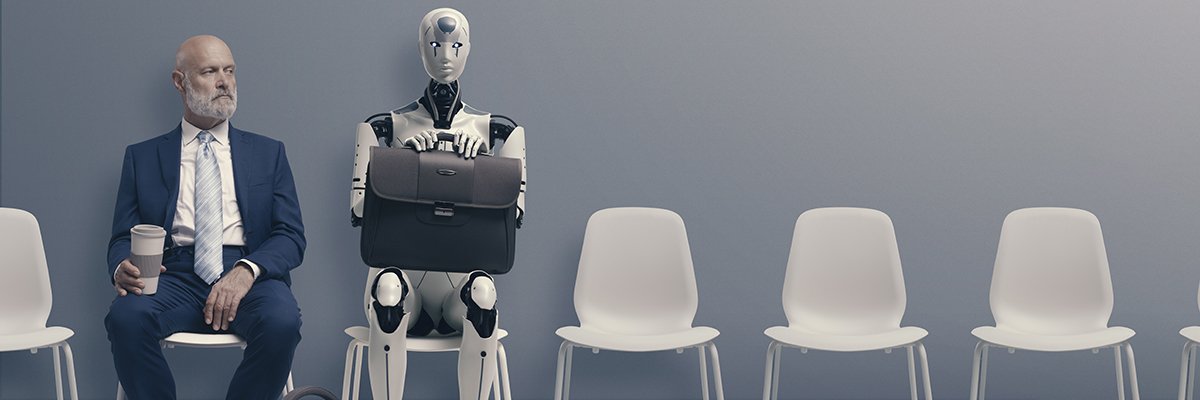 AI robot man job interview stokkete adobe