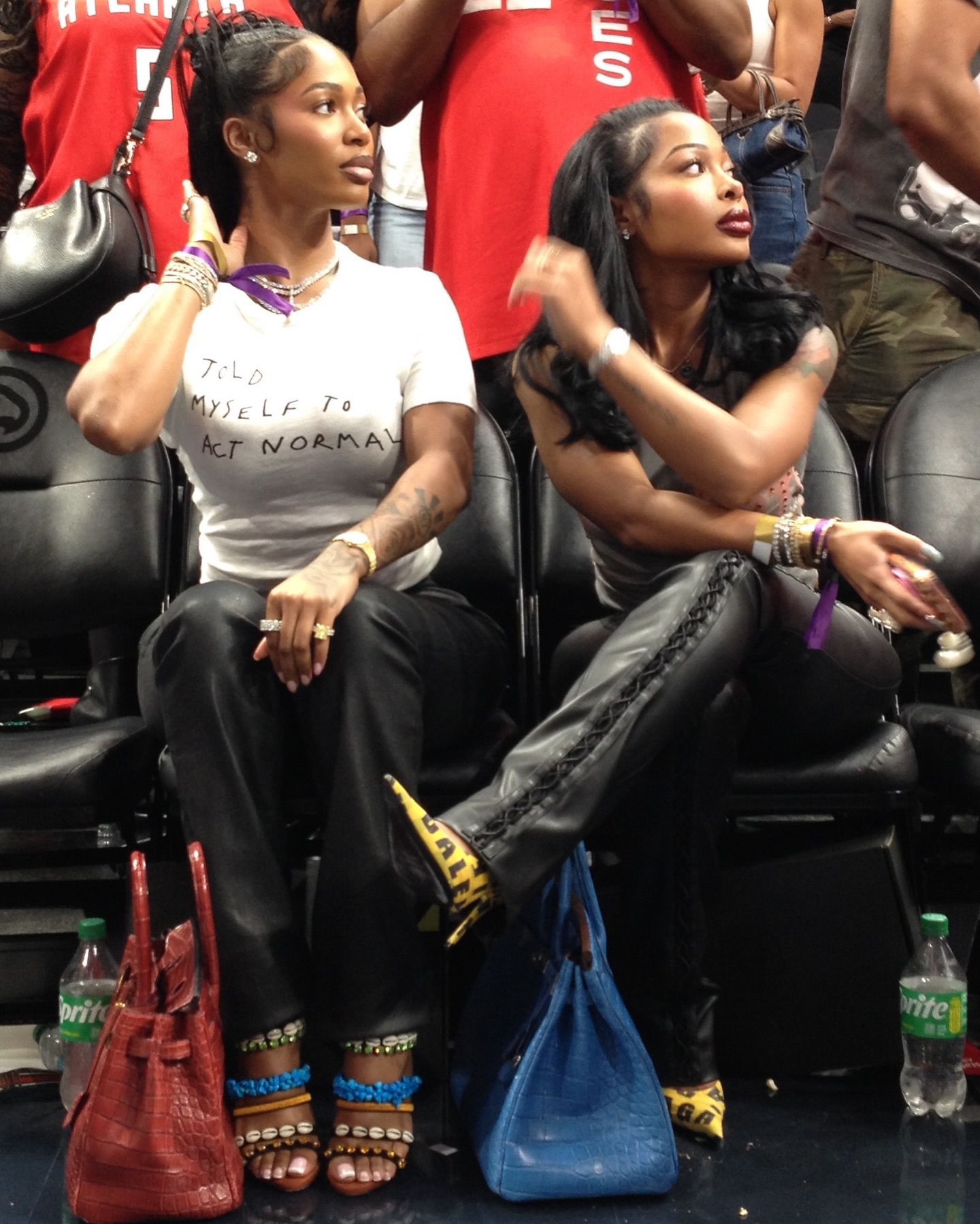Dess Dior in Vintage Giuseppe Zanotti Shell Heels and Jayda Cheaves in Balenciaga Caution Tape Pumps