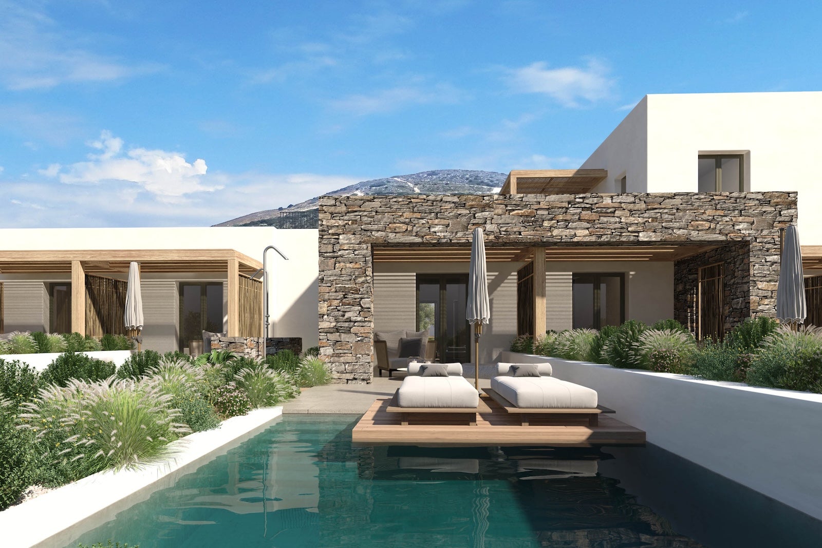 Exterior Pool View Two sunbeds