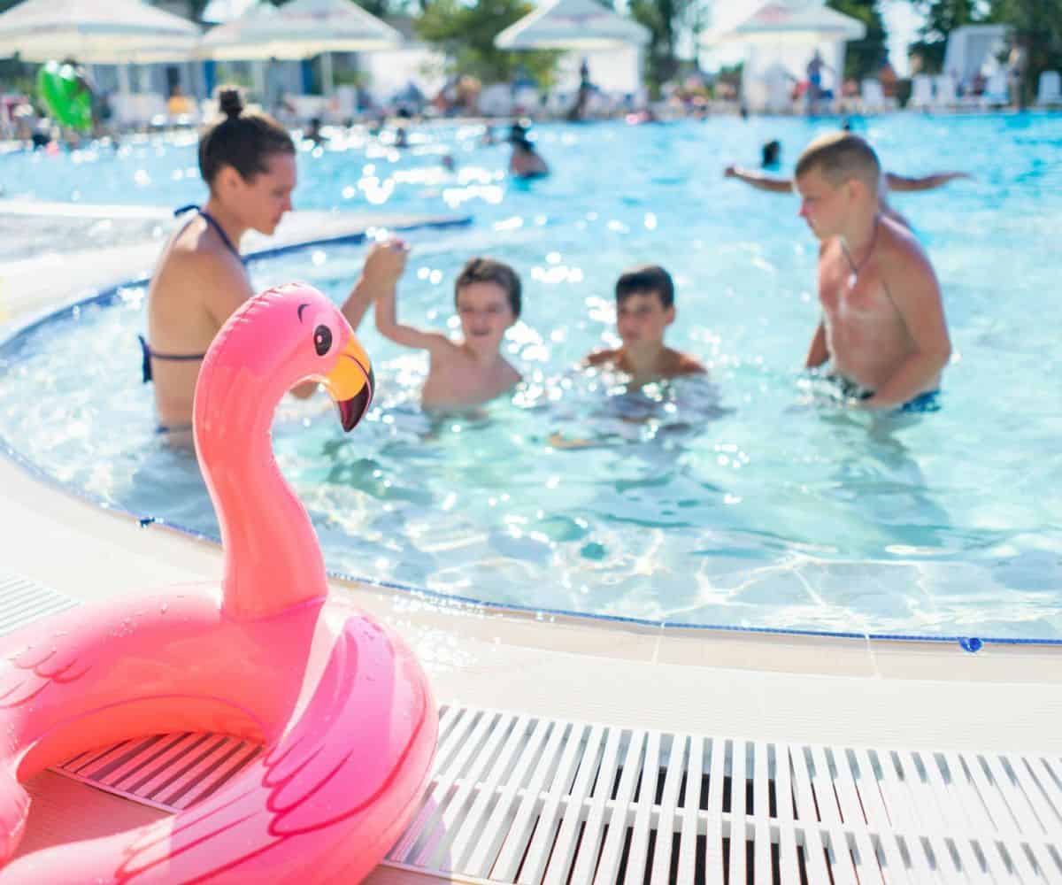 Family in pool