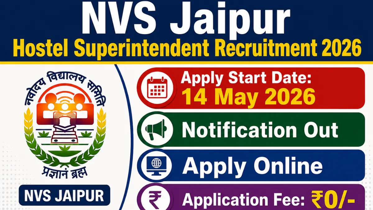 NVS Jaipur Hostel Superintendent Recruitment 2026.webp