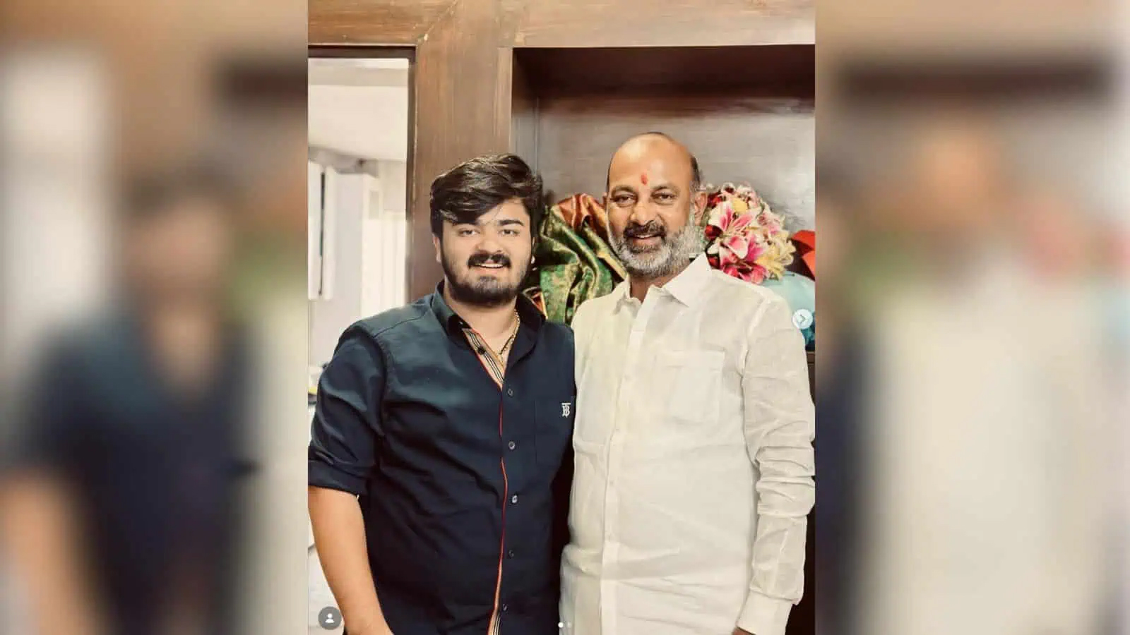 Union minister Bandi Sanjay with his son Bageerath. 8