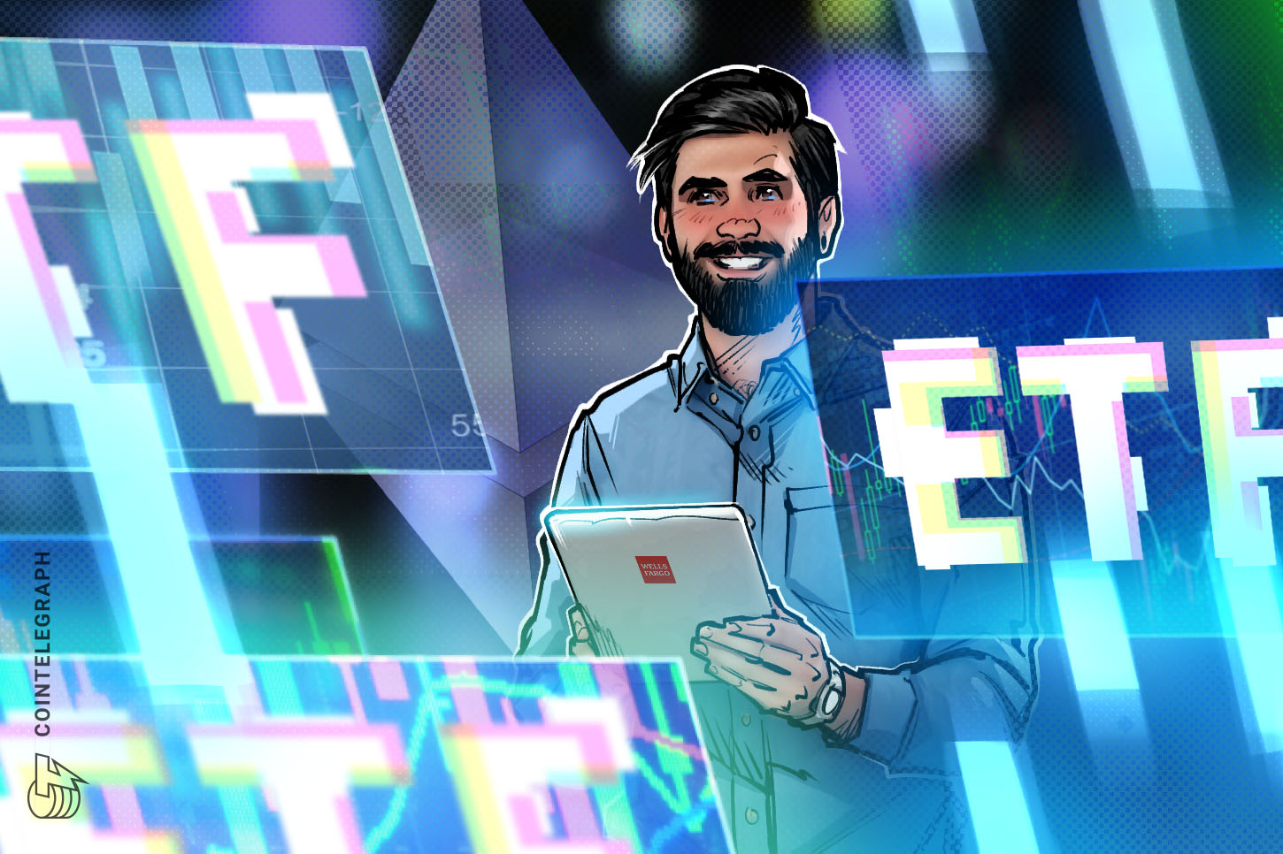 man with holo graphics
